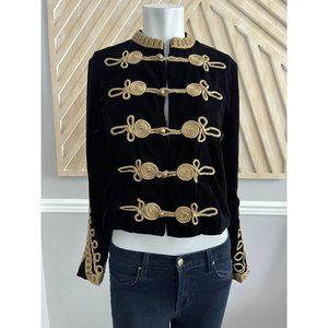 ZARA Woman Velvet Military Jacket with Gold Trim